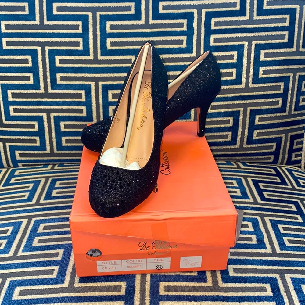 De Blossom Black Sparkle Shoes (NEW)
